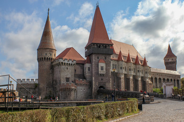 Obraz premium Interior of medieval Corvin Castle or Corvinilor or Hunyad Castle in Hunedoara, town in beautiful Transylvania, Romania.