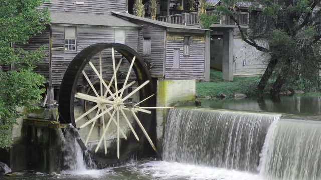 Water wheel on a old grist mill in Pigeon Forge Tennessee