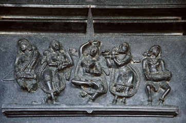 Carved figures, Ramappa temple, Warangal, Telangana state of India