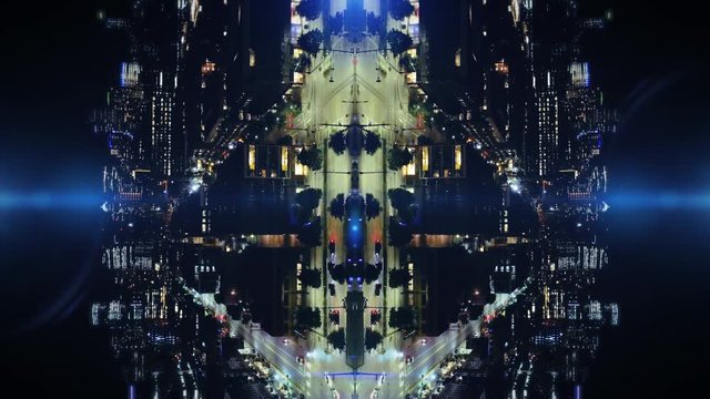 Futuristic Mirror City Blue Aerial Background