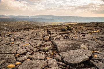 Mountain range beyond the Arctic Circle. Russian north. The Stone Desert.