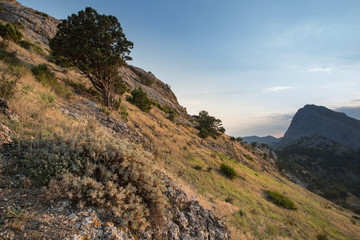 Hills at sunset