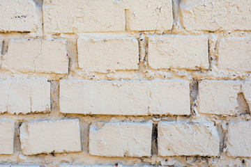 White grunge brick wall background close up