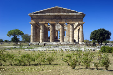 Fototapeta na wymiar Temples of Paestum Archaeological Site, Salerno,