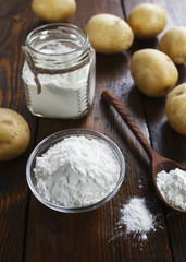 Potato starch in a glass bowl