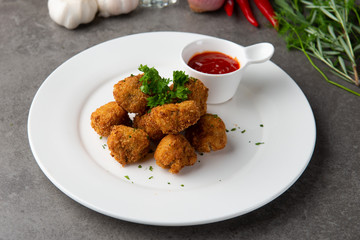 deep fried meatballs on table