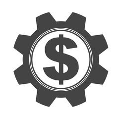 Gear cog with an dollar  coin isolated vector Illustration