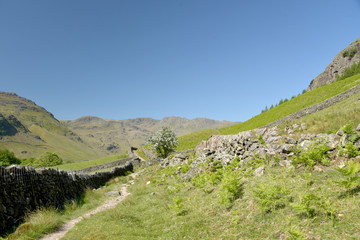 Fototapeta premium Crinkle Crags at head of Mickleden valley, Lake District