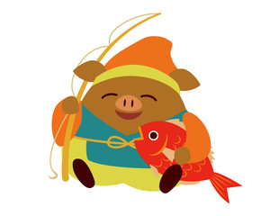 イノシシ恵比寿天