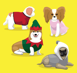 Dog in Elf Clothes Cartoon Vector Illustration