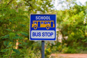 School Bus Stop sign board 