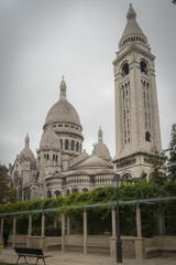 Paris, France - 10 07 2018: Montmartre. View of the Sacred Heart from Citadin Park