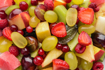 Delicious fresh fruit salad, closeup