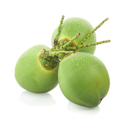 water drop green coconut isolated on white background