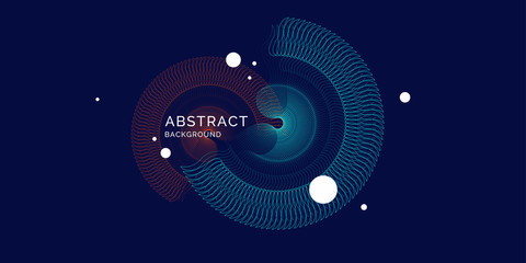Vector abstract background with dynamic waves, line and particles.