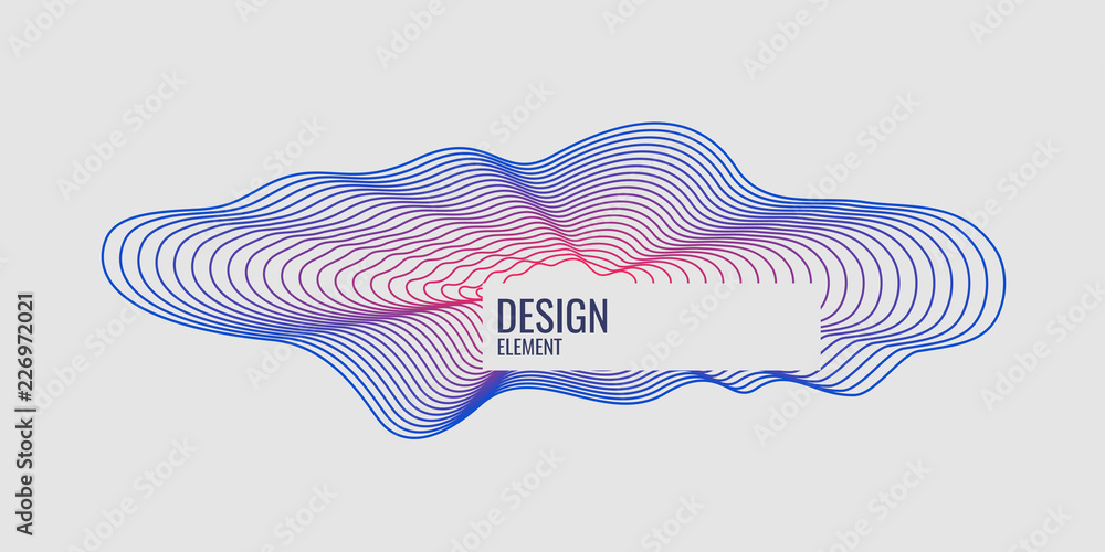Poster organic forms with dynamic waves and lines on a light background.