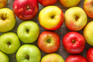 Different ripe fresh apples