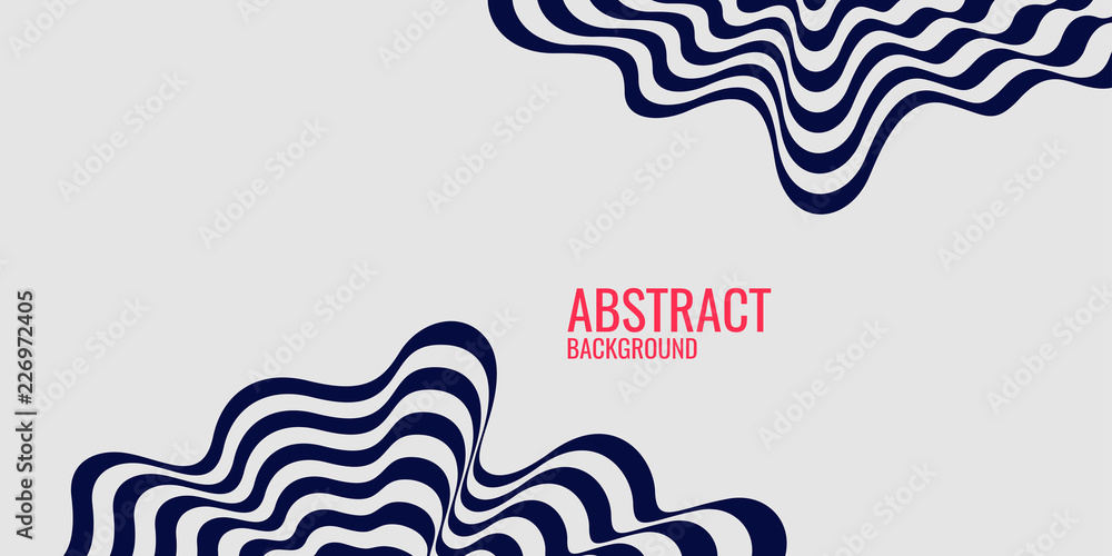 Poster the amorphous elements with the effect of visual distortion. black and white stripes.