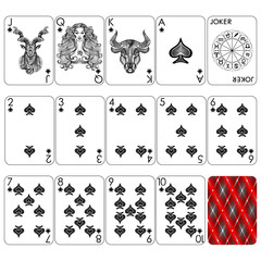 Playing cards series Zodiac Signs, spade suit, jocker and back