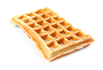 Delicious waffle on white background