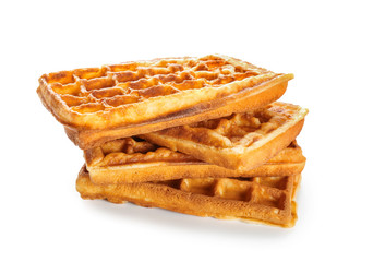 Delicious waffles on white background