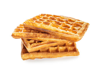Delicious waffles on white background