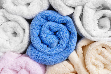 Clean rolled towels, closeup