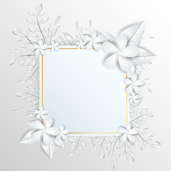 Obraz premium Speech frame with white cut out paper flowers
