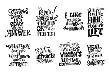 Vector lettering. Meditatin motivation quotes. Hand drawn calligraphic design