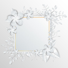 Speech  frame with white cut out paper flowers