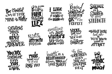 Vector lettering. Meditatin motivation quotes. Hand drawn calligraphic design