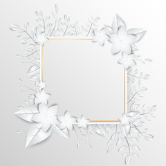 Obraz premium Speech frame with white cut out paper flowers