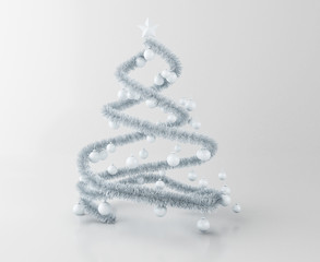 3d Christmas Tree on gray Background.