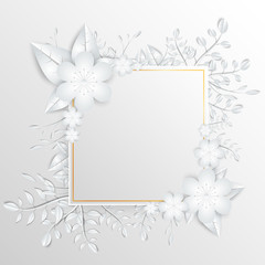 Speech  frame with white cut out paper flowers