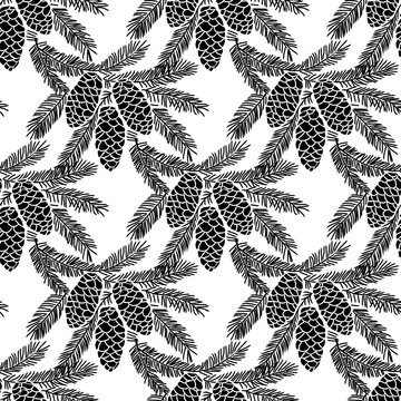 Seamless pattern with fir-cone.