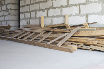 House is built of blocks. Construction site