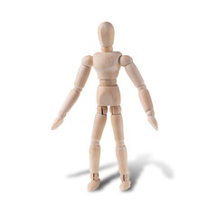 Wooden figure action isolated on white background