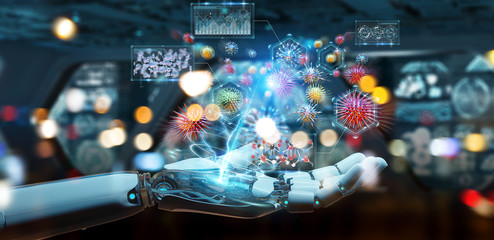 Cyborg creating and analyzing nanovirus 3D rendering