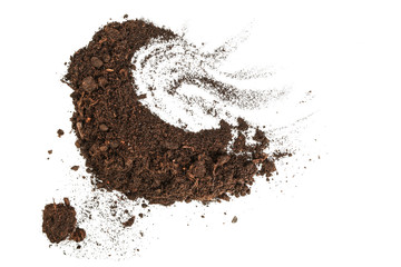 Heap of soil on white background