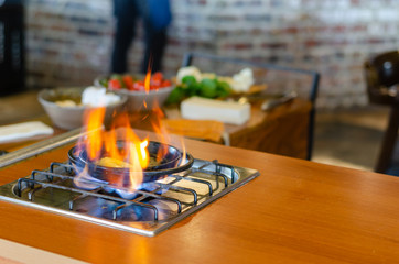 Cooking eggs on a gas cooker