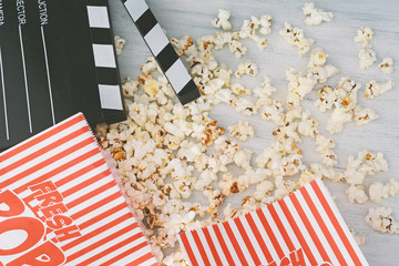 Tasty popcorn and clapboard