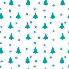 Christmas seamless pattern with christmas tree and snowflakes, vector background.Design template for wallpaper,fabric,wrapping,textile