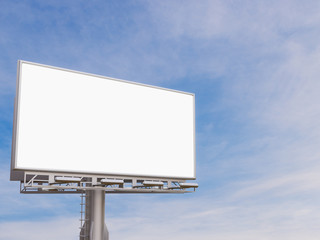 Obraz premium 3D rendering of blank billboard (empty advertisement) with clouds. Empty mockup template