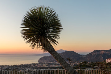 Romantic sunset in the Gulf of Naples. Sorrento. Italy