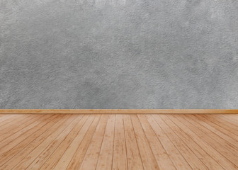 Gray cement wall with Wooden floor
