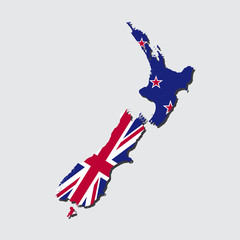 New Zealand Map Flag
