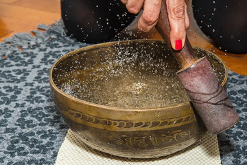 Fototapeta premium Tibetan handcrafted singing bowls. Tibetan sound massage.