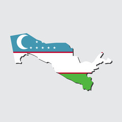 Uzbekistan Map Flag