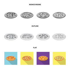Vector illustration of pizza and food icon. Set of pizza and italy stock symbol for web.