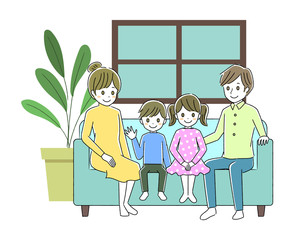 ソファー座る家族
